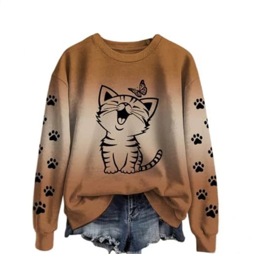 Women's Cute Cat Paw Print Casual Sweatshirt