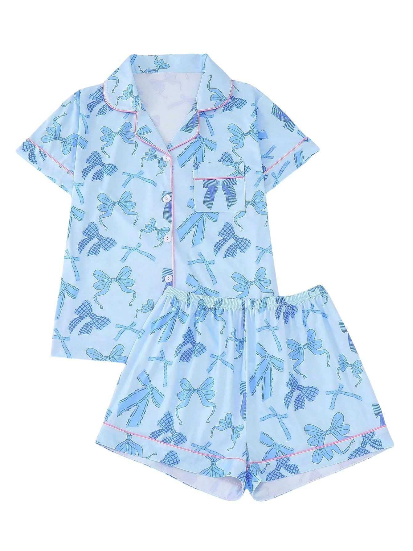 Women's Summer Hawaiian Print Short Sleeve Shirt Set
