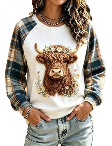 Women's Farm Cow Head Print Casual Sweatshirt