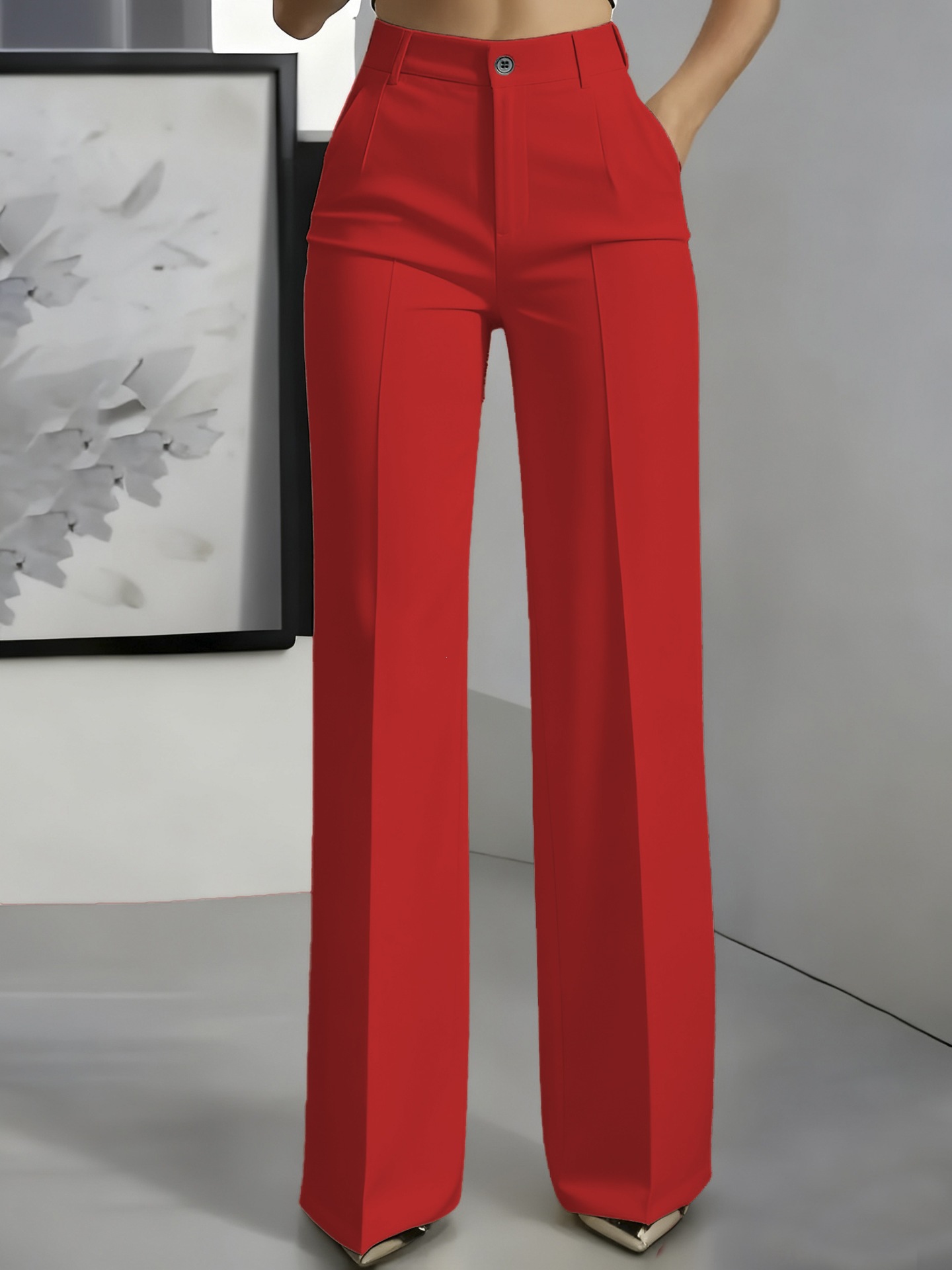 High-Waist Straight-Leg Wide-Leg Suit Pants for Women