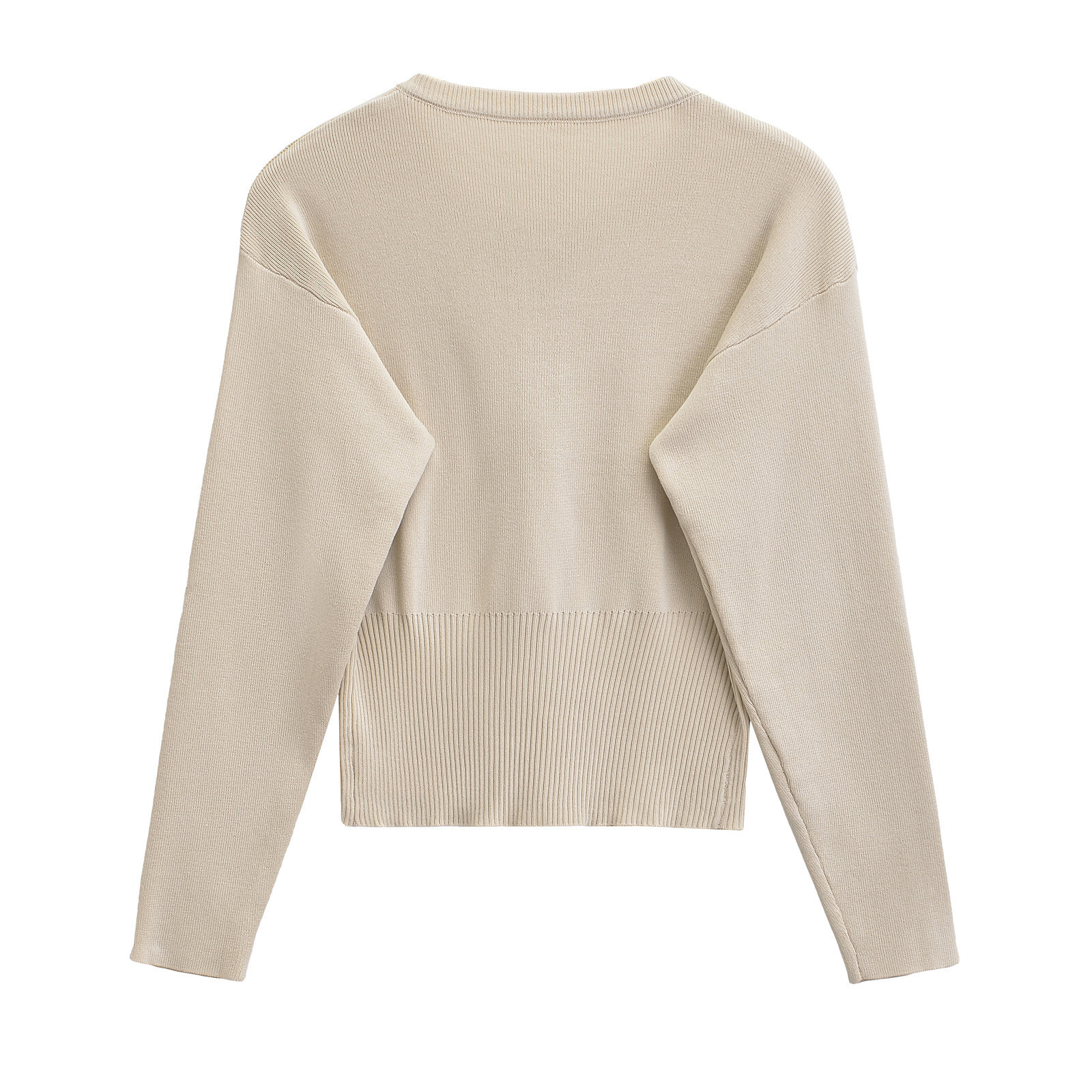 Women's Streetwear Crewneck Button-Front Knit Cardigan