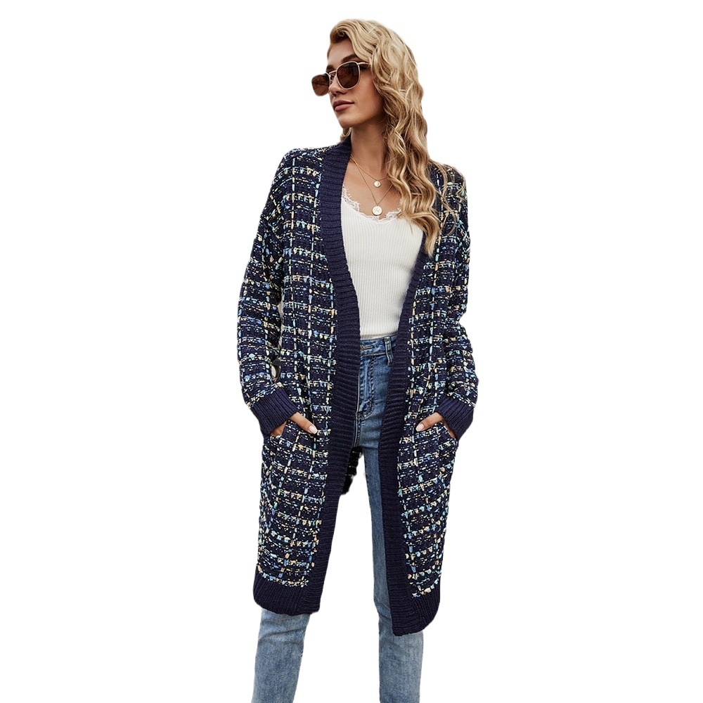Women's Striped Knit Cardigan Long Sleeve Loose Fit Longline Coatigan