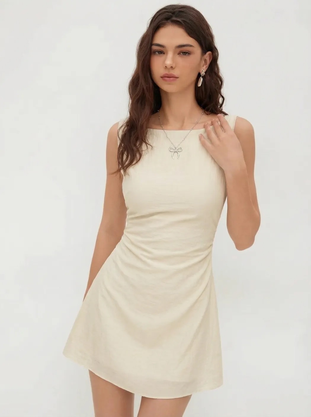 Women's Sleeveless Open-Back Bow Dress Slim Fit French Style