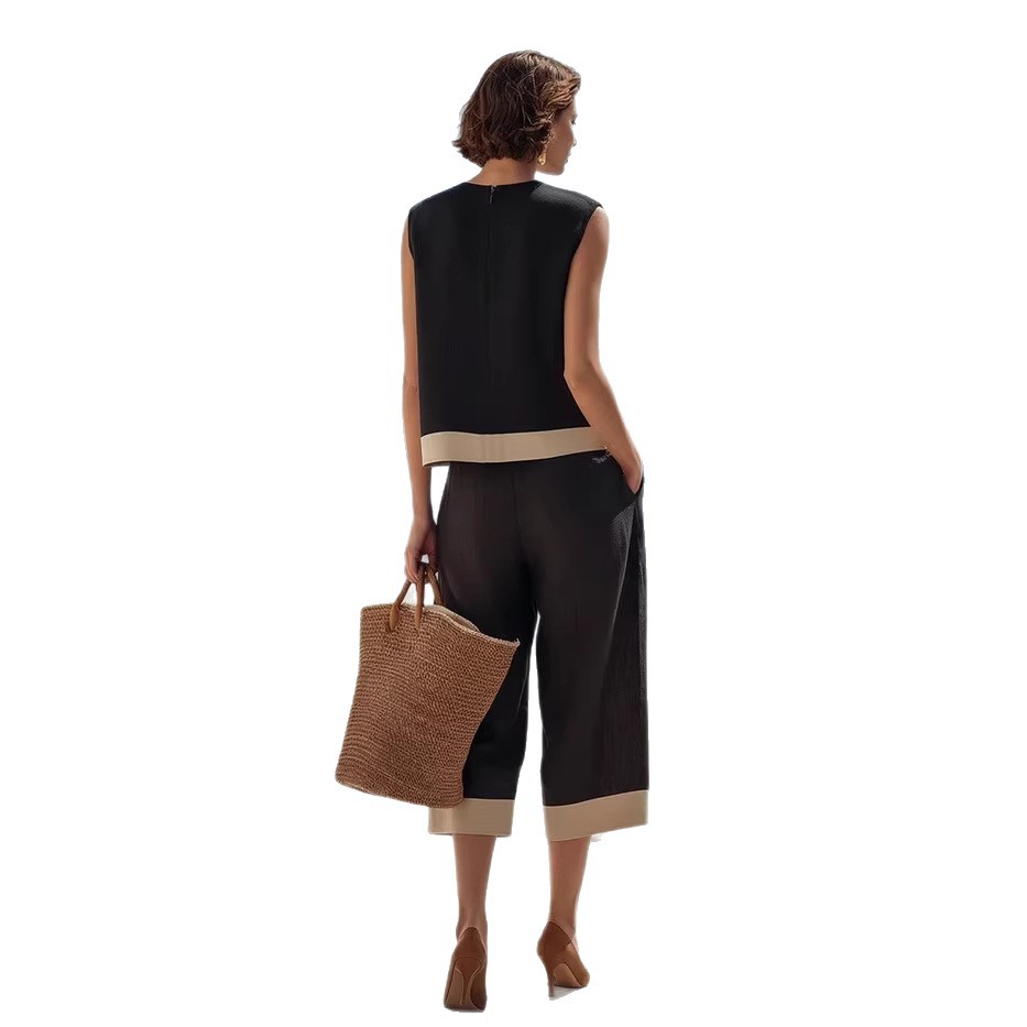 Women's Spring Summer Cotton Linen Blend Bohemian Two-Piece Pant Set