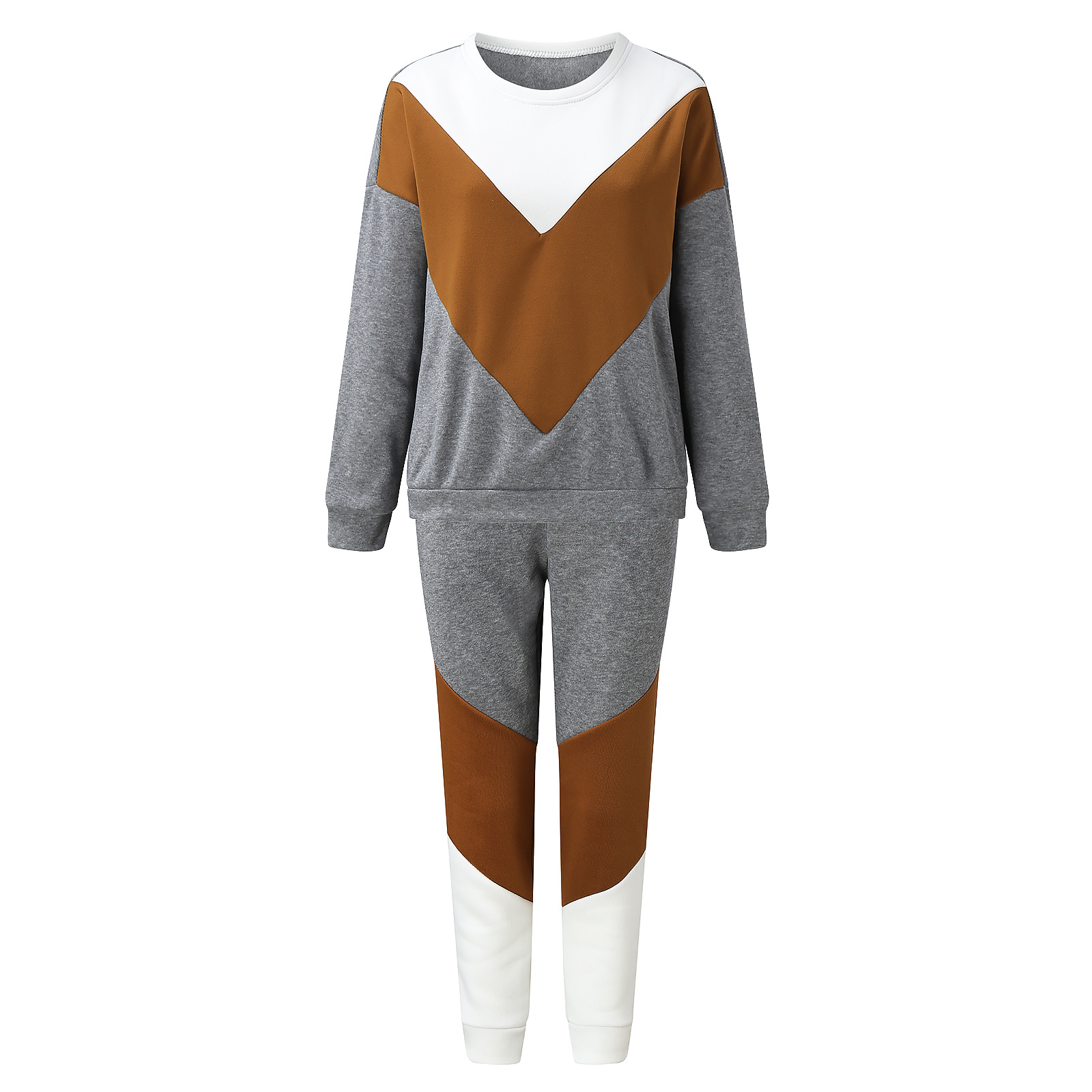 Women's Color-Block Sweatshirt and Pants Two-Piece Set