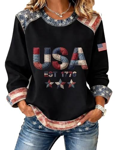 Women's USA Flag Star Print Sweatshirt