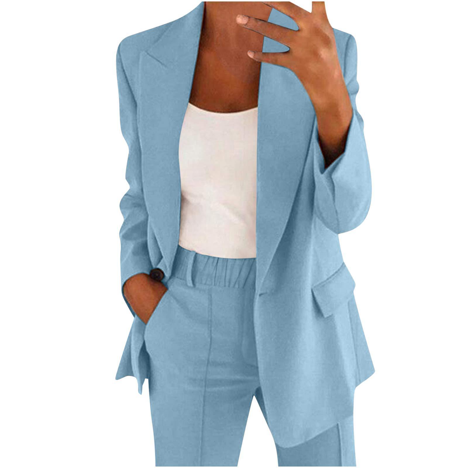 2026 New Cross-Border European & American Fall/Winter Women's Commuter Suit Set – Elegant Long-Sleeve Blazer and Pants Two-Piece Set for Women
