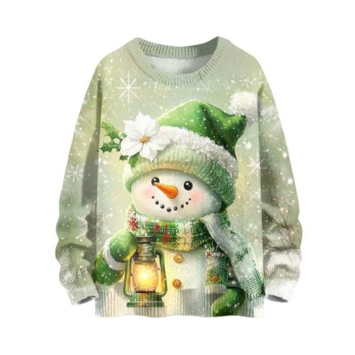 Women's Christmas House Reindeer Print Crewneck Sweatshirt