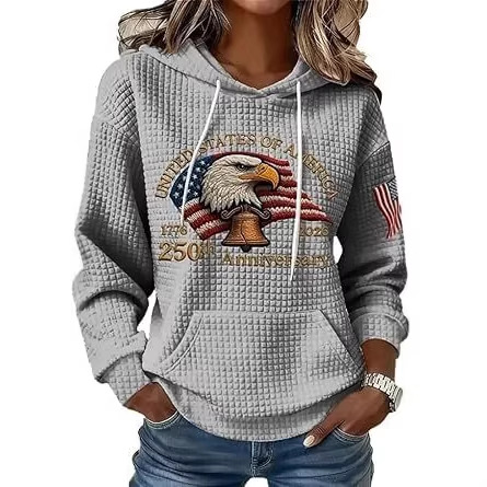 Women's Eagle Star Print Casual Hoodie