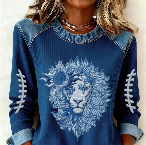 Women's Animal Lion Tiger Print Crewneck Sweatshirt
