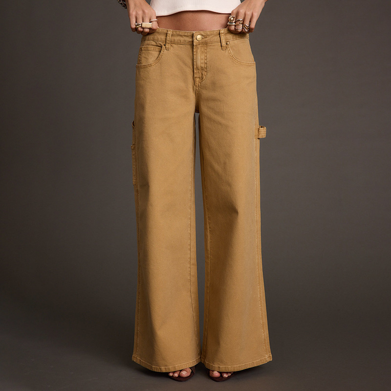 Women's Long Sleeve Ruched Top and High-Waist Wide-Leg Pants Two-Piece Set