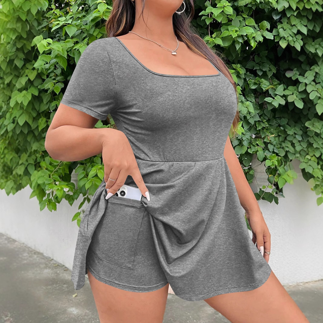 Women's Sexy Low-Cut Two-Piece Dress Set with High Waist and Built-In Shorts