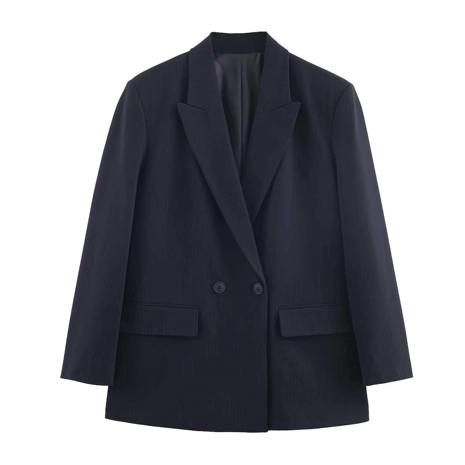Women's Solid Button-Up Jacket Slim Fit V-Neck Long Sleeve