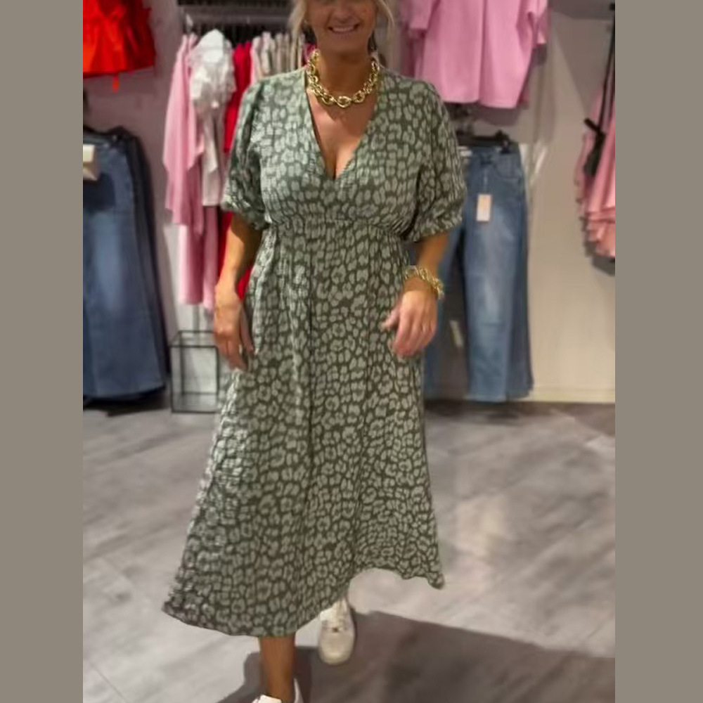 Women's Floral V-Neck A-Line Maxi Dress Plus Size