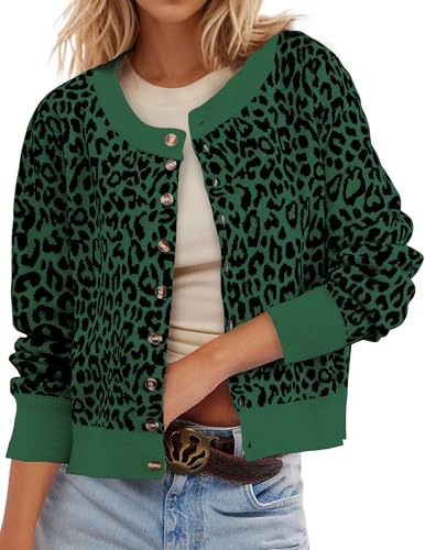 Women's Polka Dot Print Button Cardigan Sweater