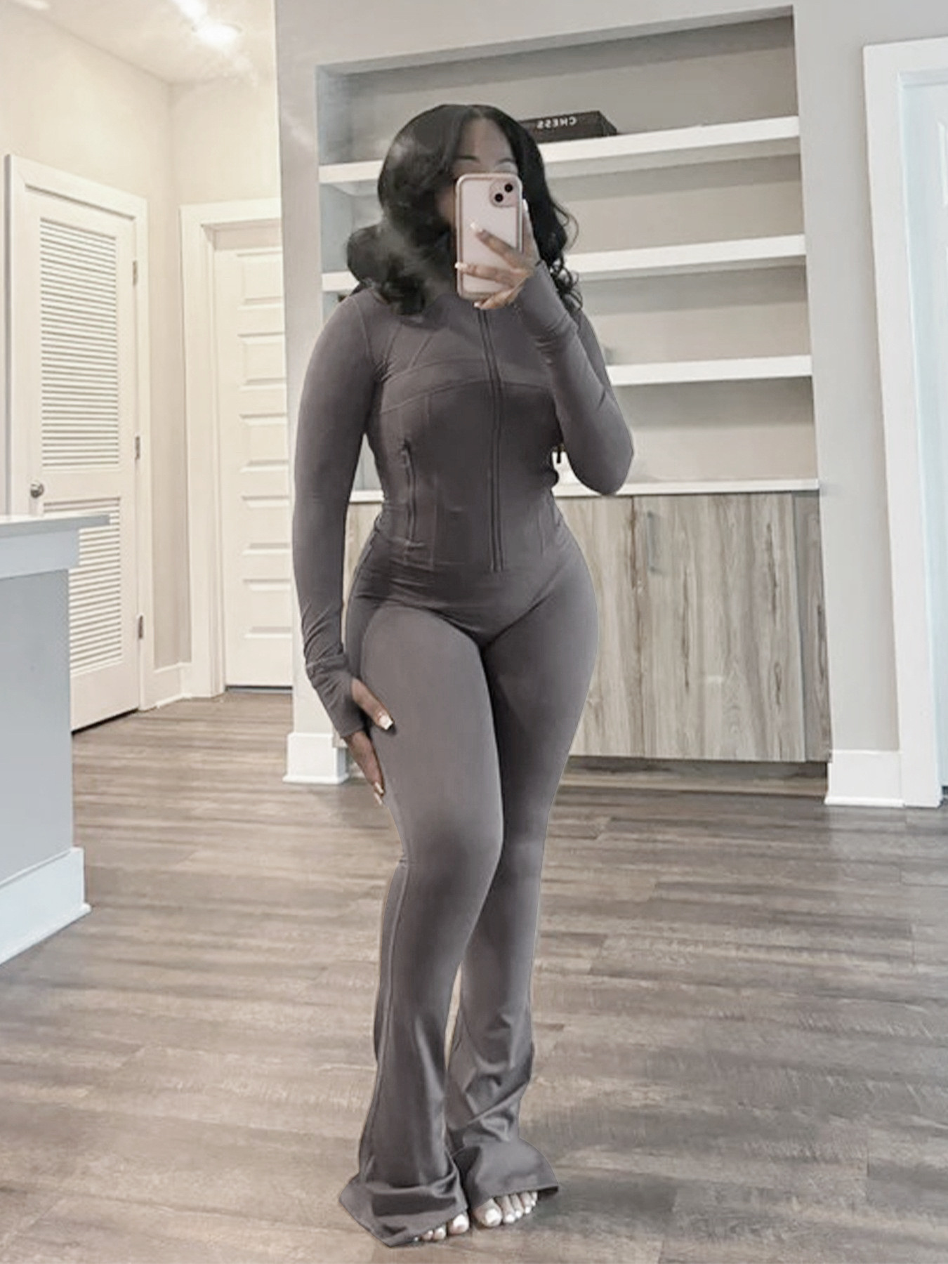 Sexy Slim Long-Sleeve Flared Two-Piece Set