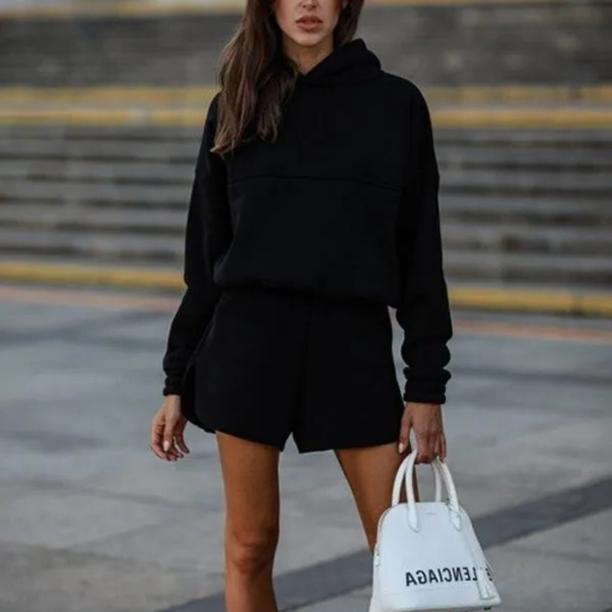 Women's Summer Casual Two-Piece Tracksuit Set Long Sleeve & Shorts