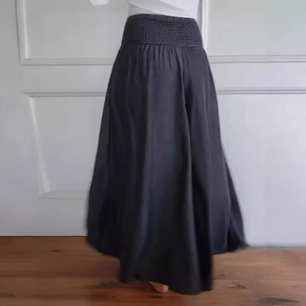 Women's Smocked Wide-Leg Pants with Elastic Waist