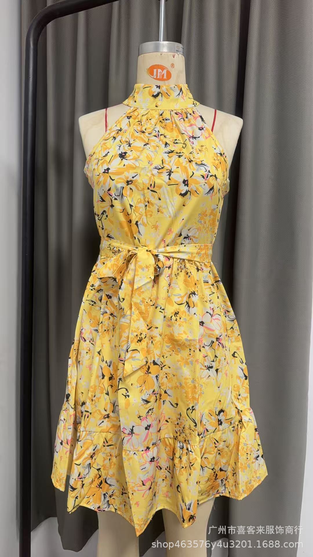 Tie-Neck Ruffle Hem Floral Midi Dress