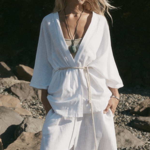 Relaxed Cotton-Blend Two-Piece Set Long Sleeve Shirt and Pants