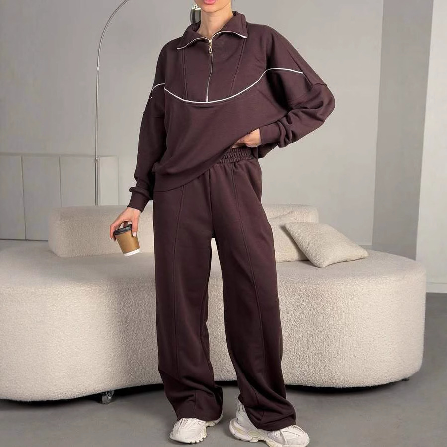 Women's Half-Zip Hoodie and Pants Tracksuit Set
