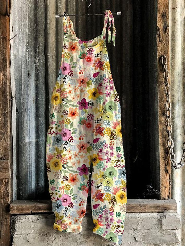Sweet Floral Print Wide-Leg Jumpsuit
