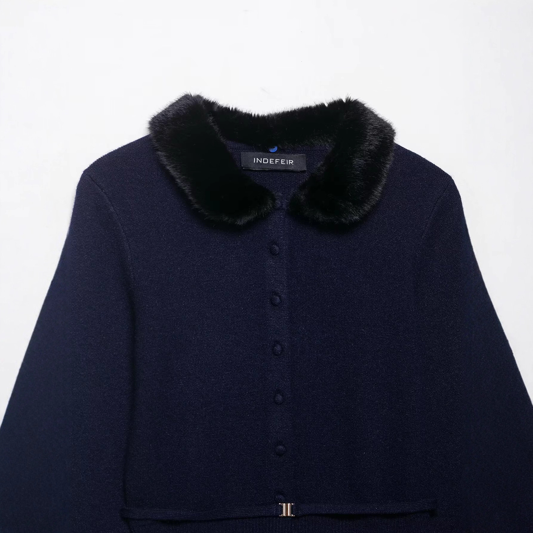Women's Faux Fur Panel Knit Cardigan