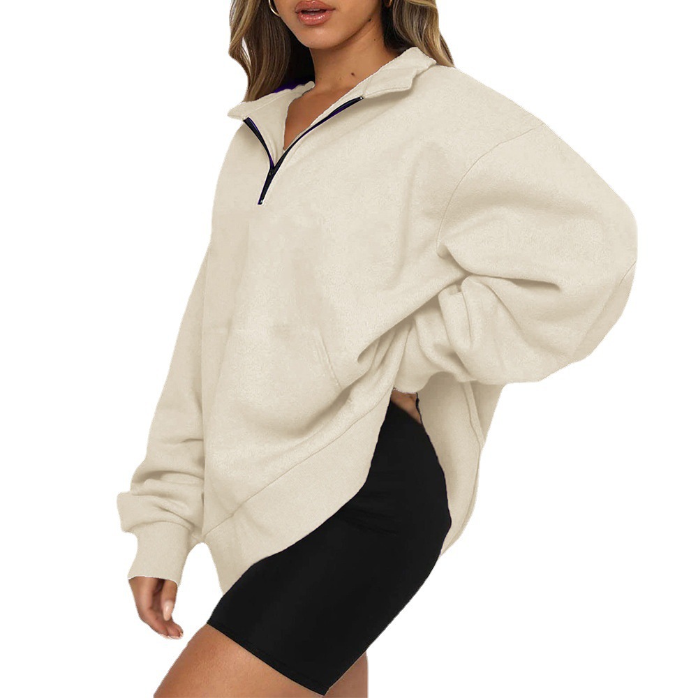 Women's Half-Zip Pullover Hoodie with Pockets Long Sleeve