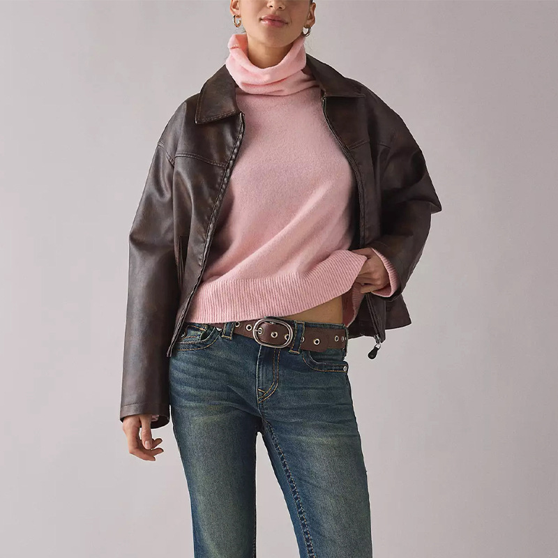 Women's Pullover Knit Turtleneck Sweater Solid Color