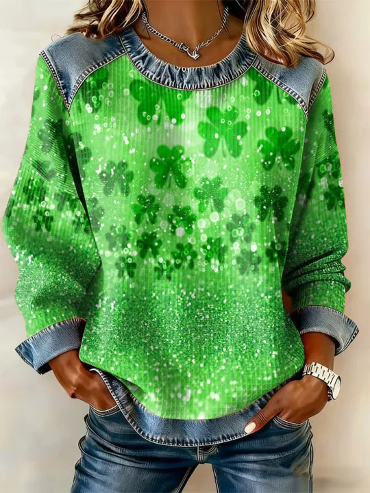 Women's Iris Floral Print Crewneck Sweatshirt