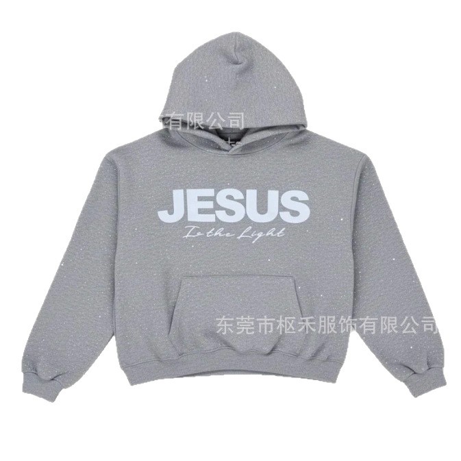 Jesus Letter Print Hooded Sweatshirt for Women Trendy Streetwear
