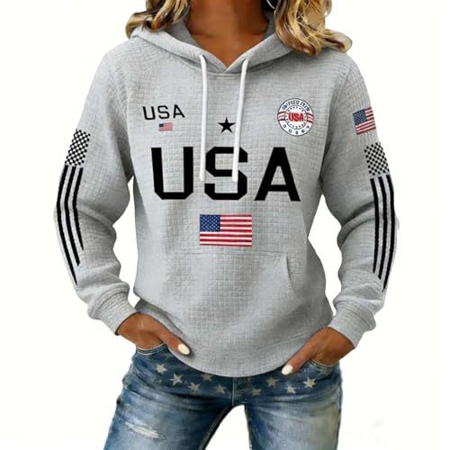Women's American Flag Print Casual Hoodie