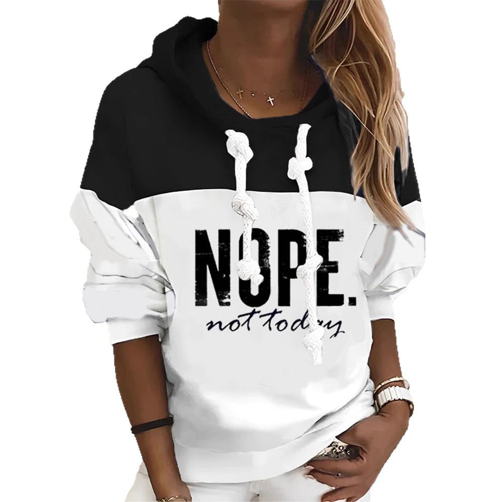 Women's Casual Letter Print Lace-Up Hooded Long-Sleeve Sweatshirt