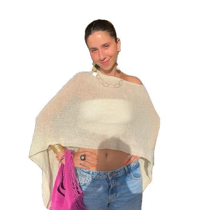 Irregular Hollow-Out Knit Beach Cover-Up Sun Protection Shawl