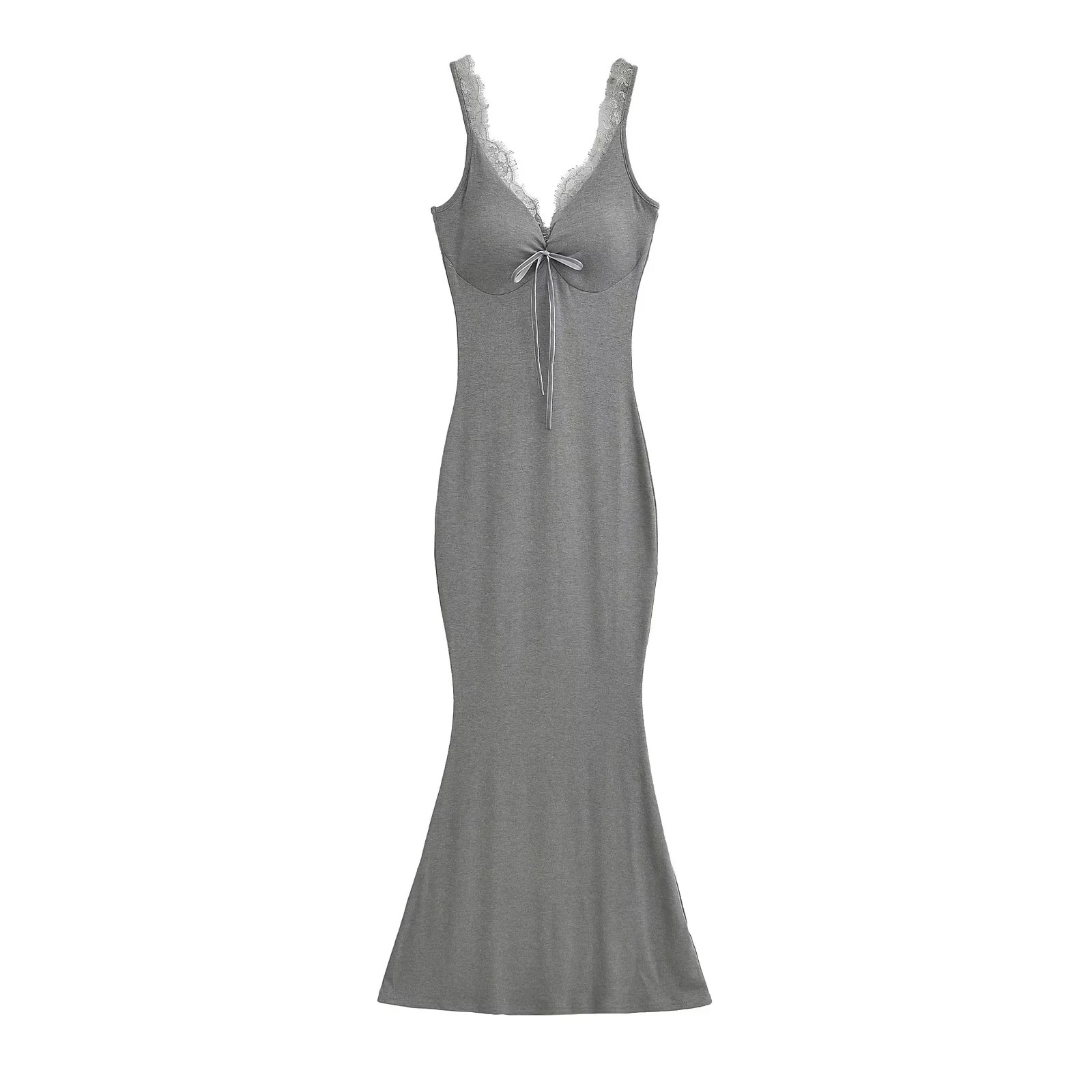 Women's Sleeveless V-Neck Bodycon Mermaid Dress with Padded Bust