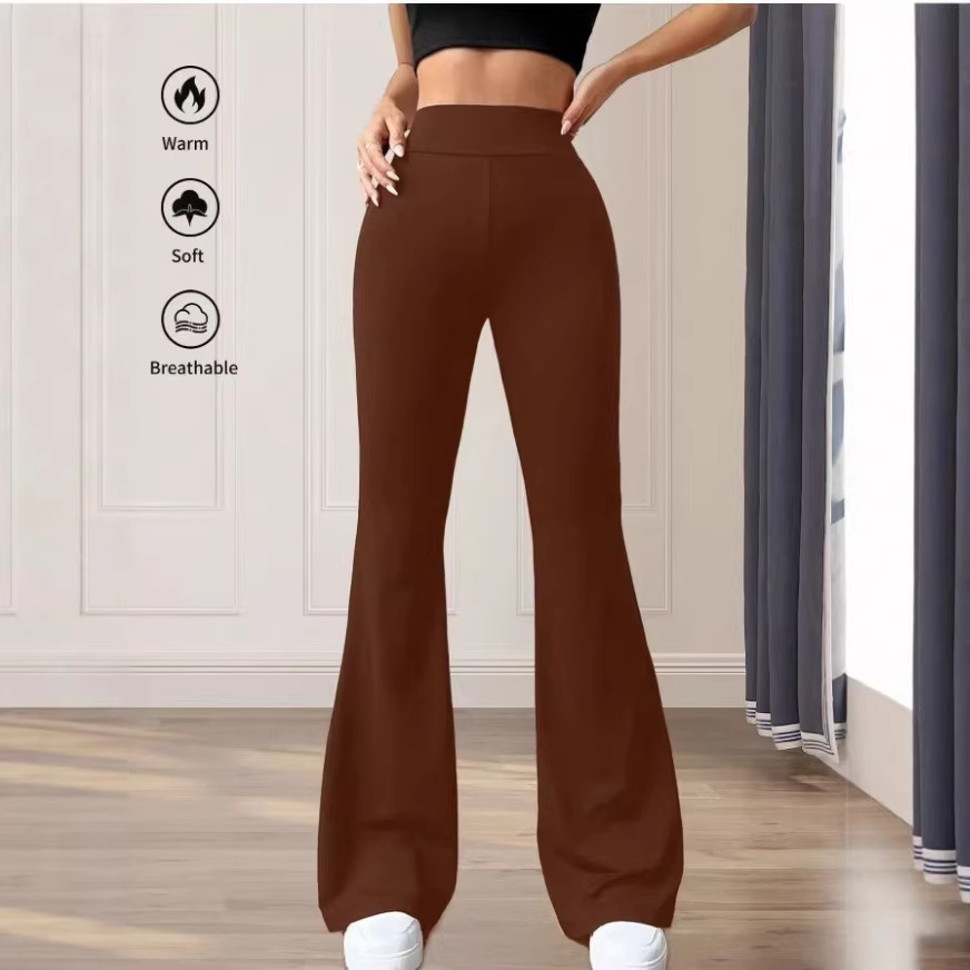 Women's High-Waist Flared Pants Loose Floor-Length Casual Slimming Trousers