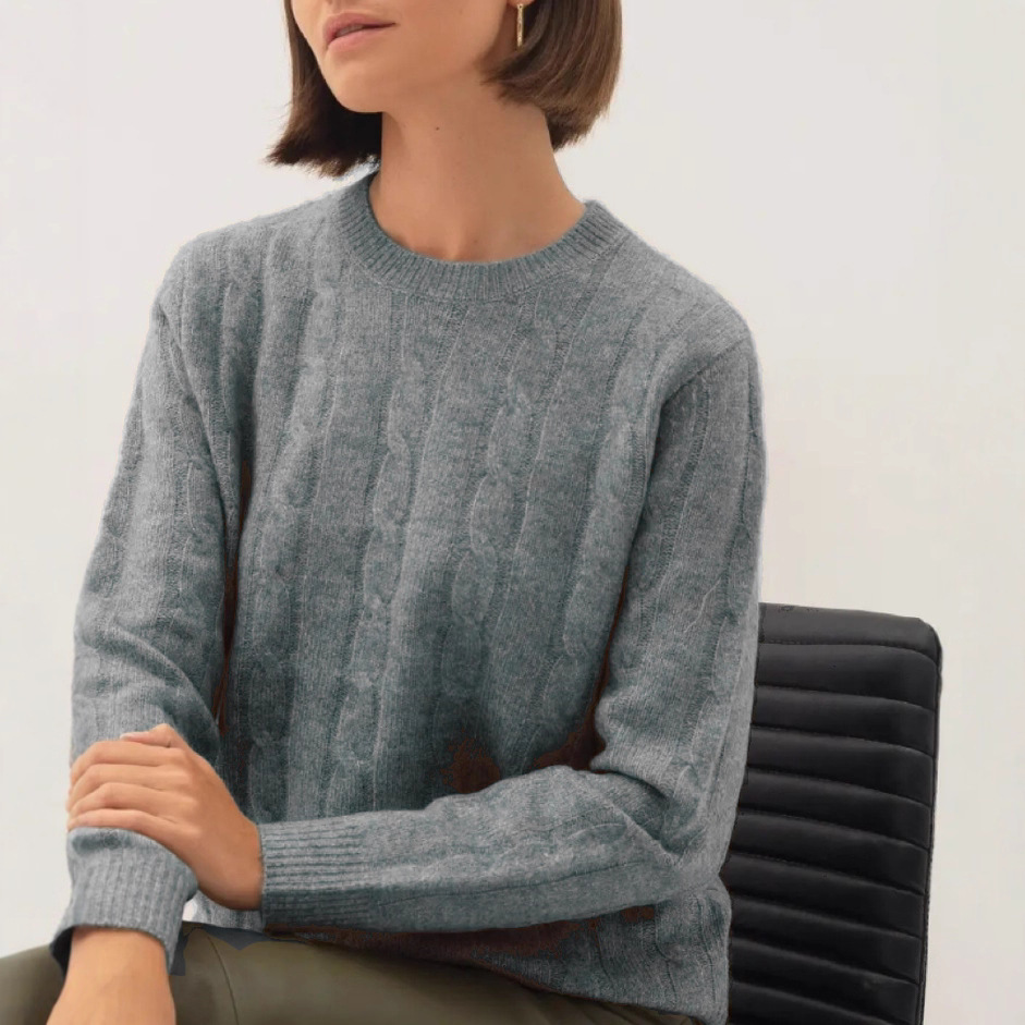 Women's Casual Crewneck Cable Knit Sweater