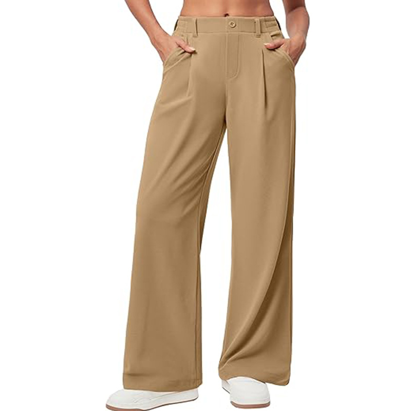 High-Waist Wide-Leg Drapey Casual Pants for Women