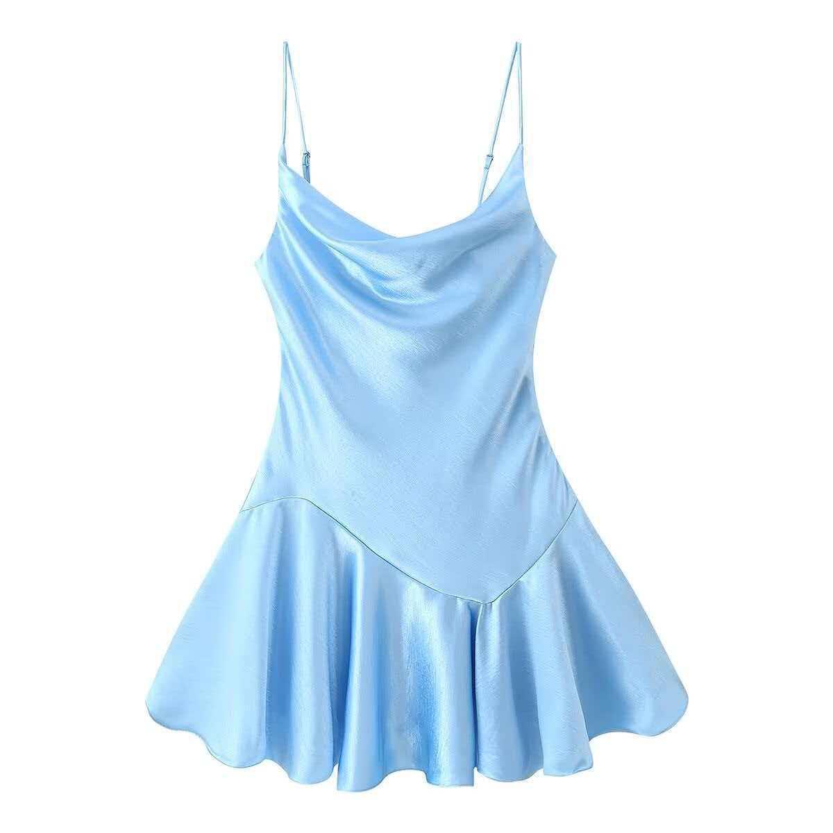 Women's Summer Draped Cowl Neck Sleeveless Mermaid Cami Dress