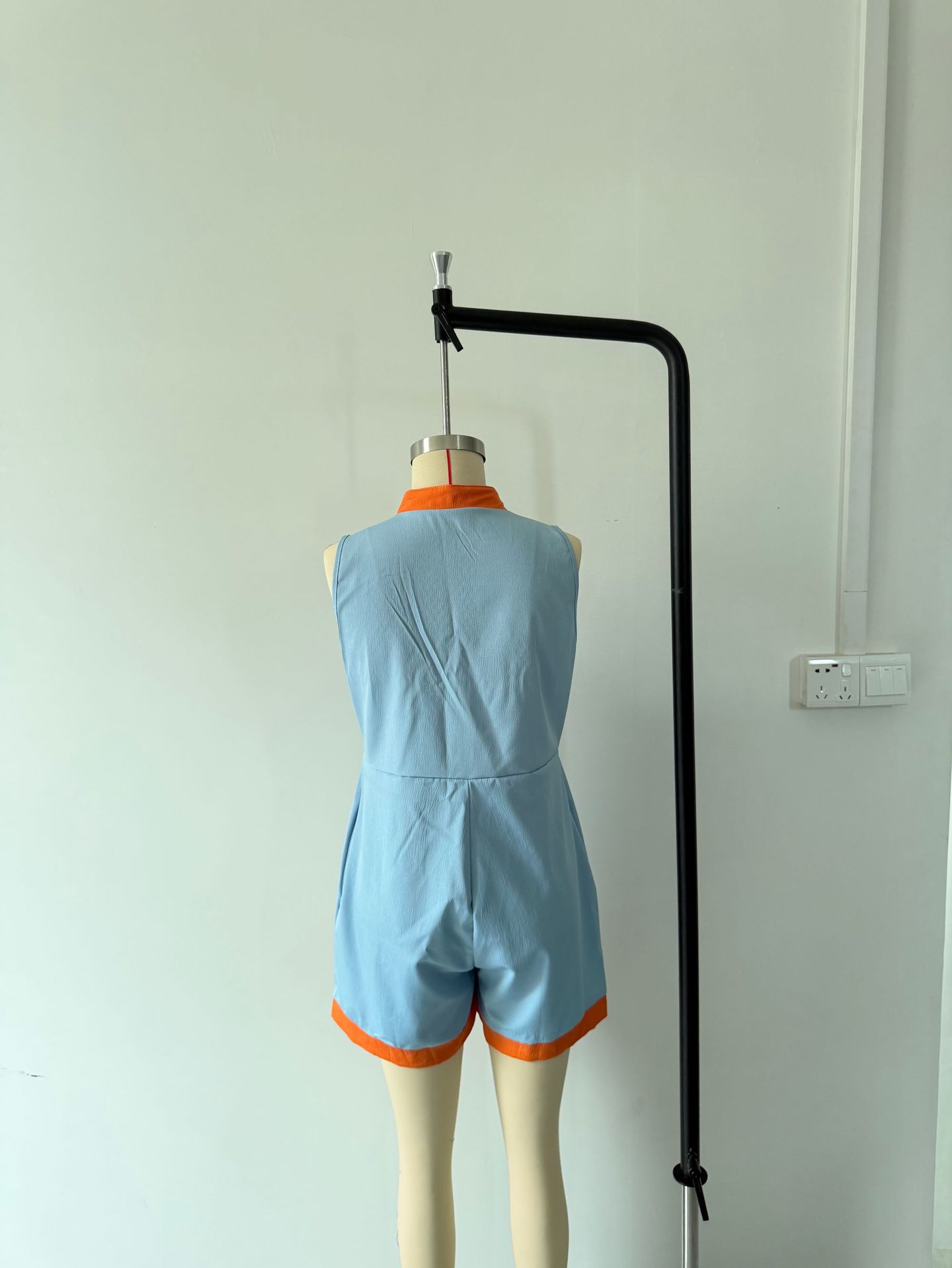 Sleeveless Stand Collar Wide-Leg Romper