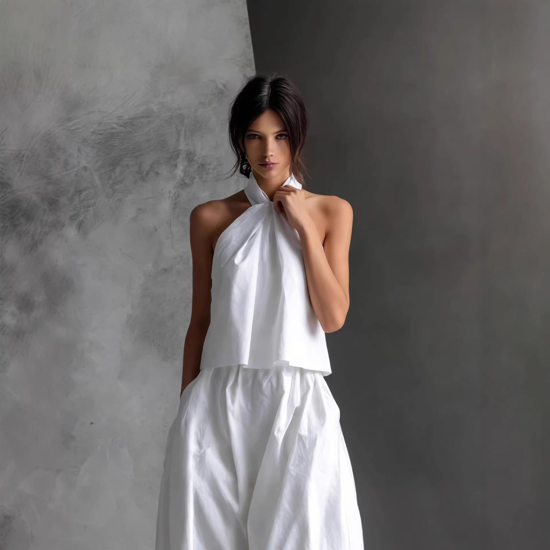 Women's Sleeveless Top and High-Waist Wide-Leg Pants Two-Piece Set