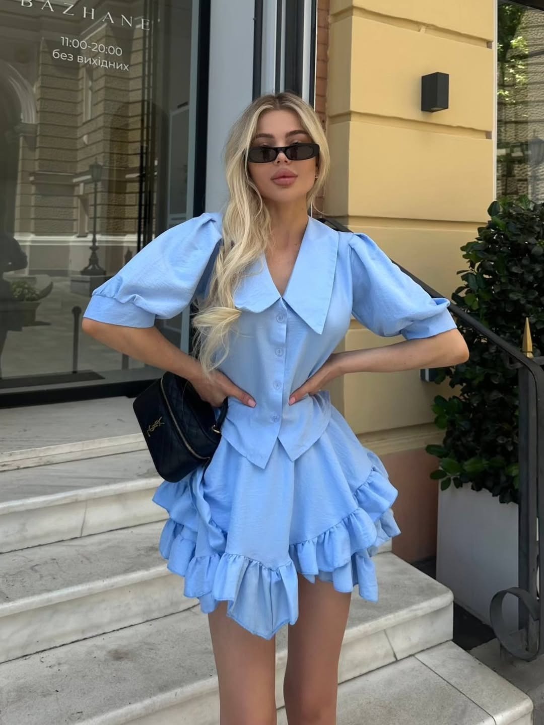 Elegant Casual Solid V-Neck Waist-Defining Shirt and Skirt Two-Piece Set