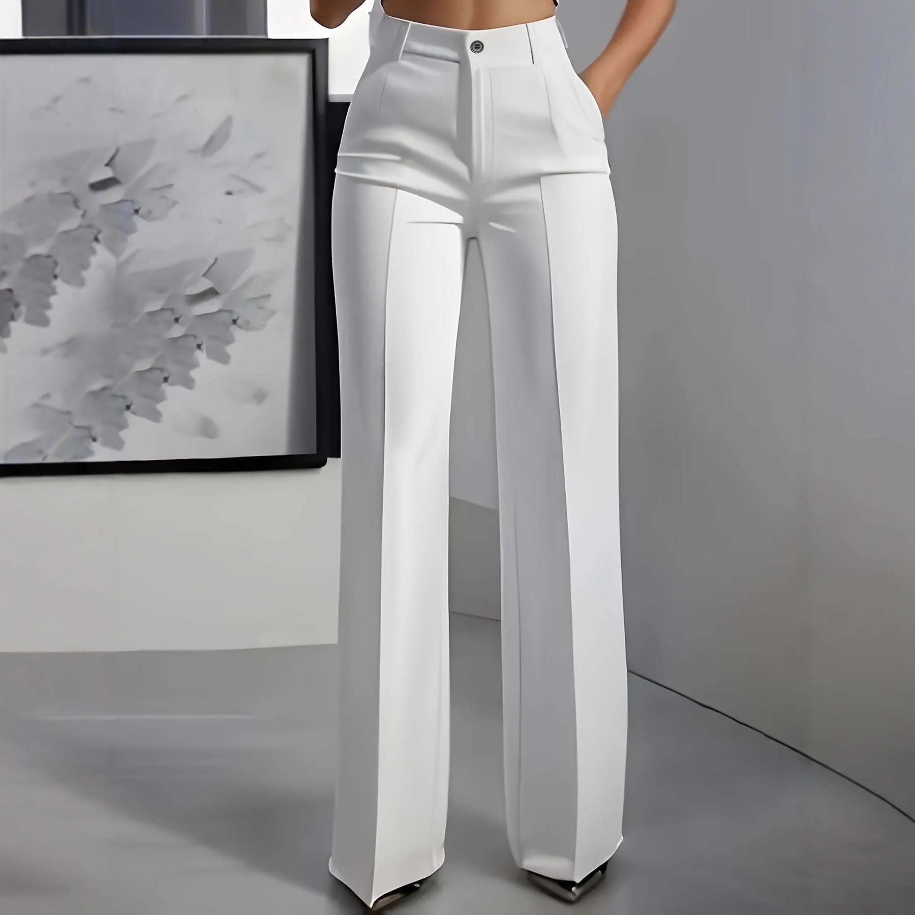 High-Waist Straight-Leg Wide-Leg Suit Pants for Women