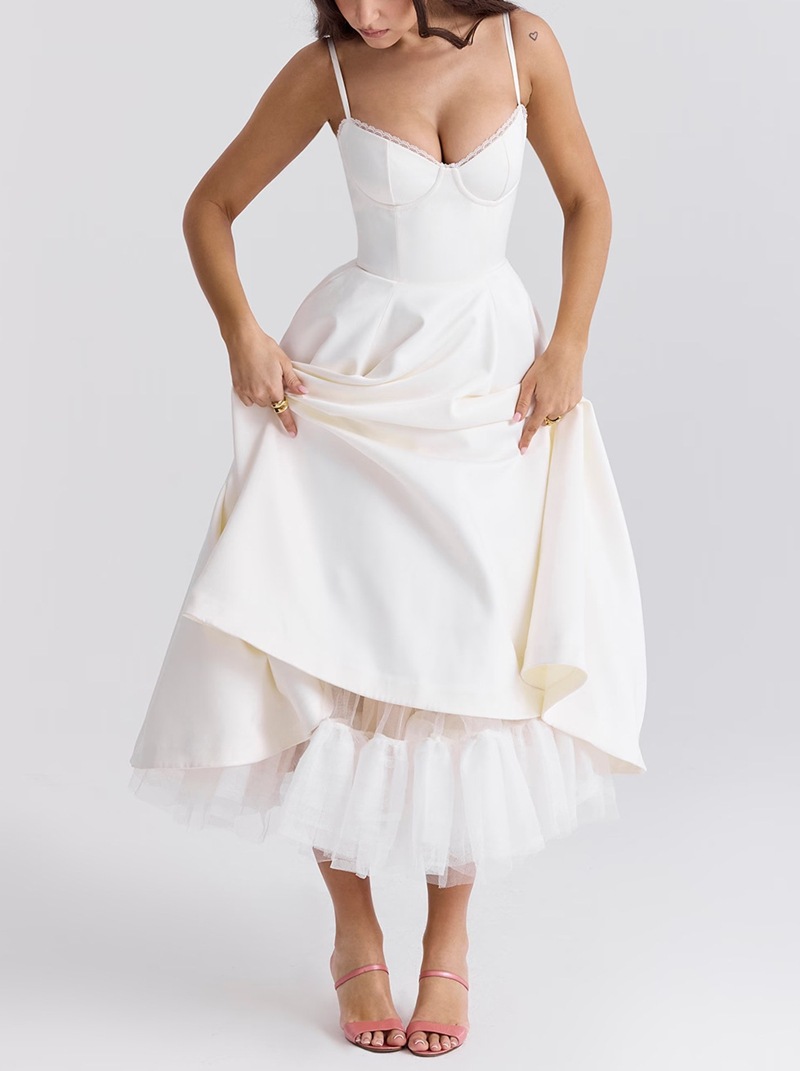 Sexy V-Neck Open-Back Sleeveless High-Waist Bubble Dress