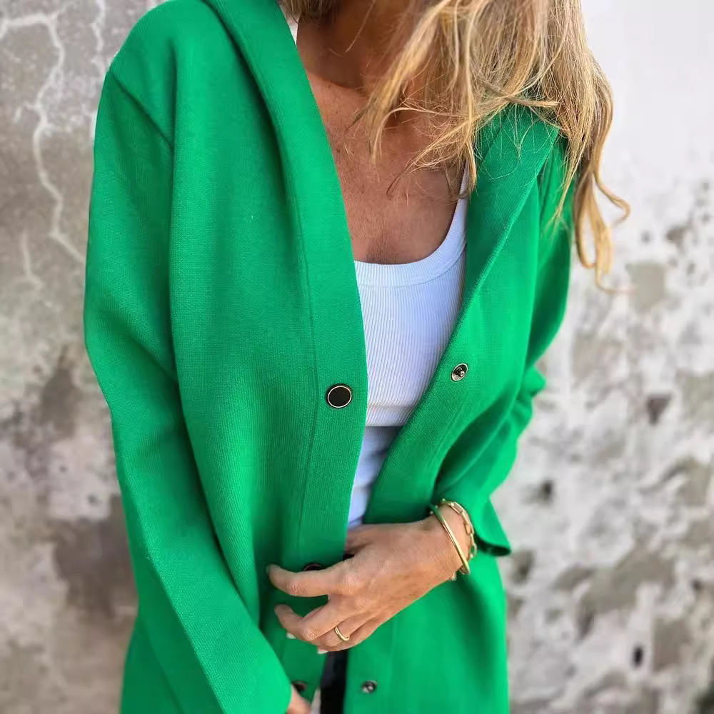 Solid Color Hooded Single-Breasted Casual Jacket
