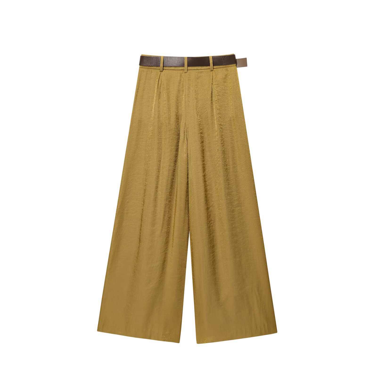 Women's Satin Wide-Leg Pants with Belt