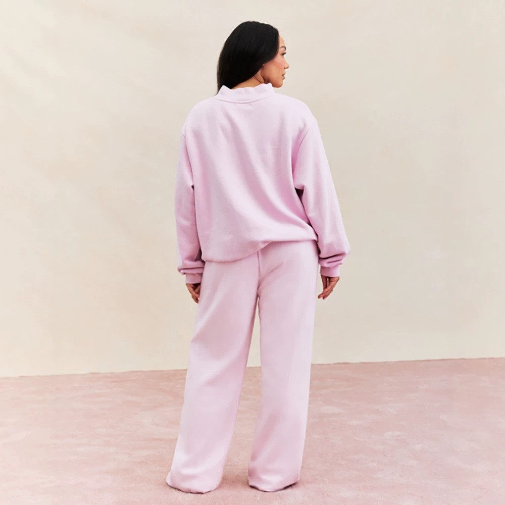 Embroidered Letter Turtleneck Long Sleeve Loose Sweatshirt & Pants Set