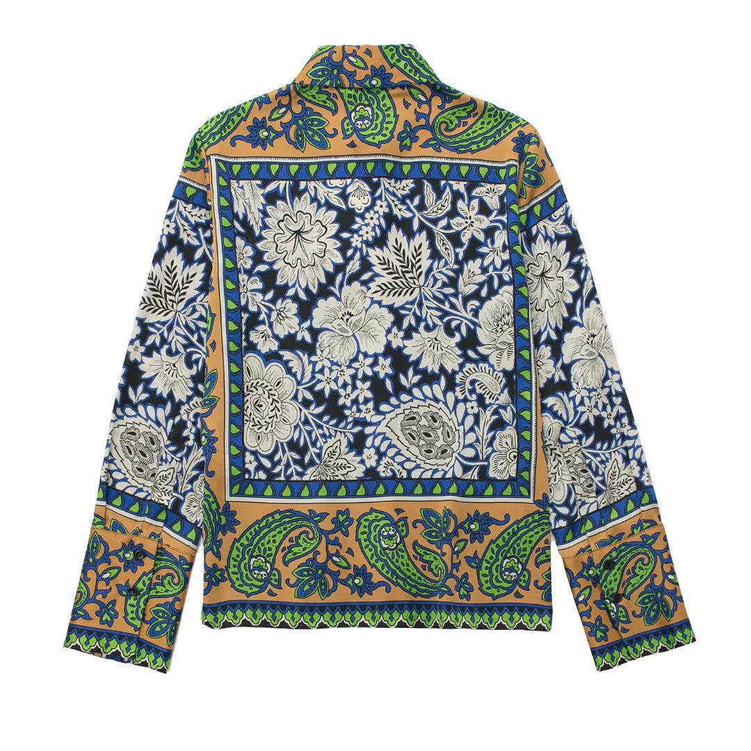 Women's Flowy Printed Shirt & Lounge-Style Pants Set