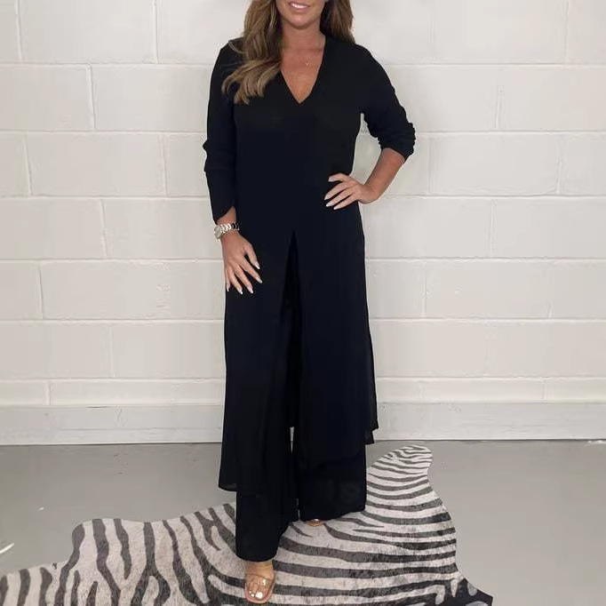 Women's Split Long Top and Pants Set