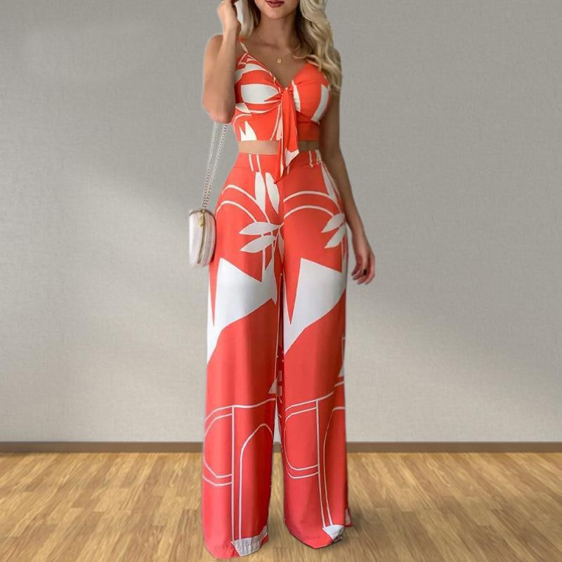 Women's Two-Piece Set Sleeveless Vest and Straight-Leg Pants